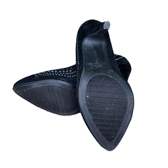 ANNE MICHELLE BLACK METAL EMBELLISHED HEELS SIZE 6 1/2 - Picture 6 of 6